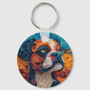 Llavero Retrato colorido de perro de Boxer