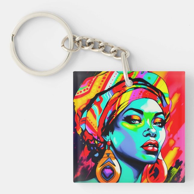 Llavero Retrato de arte pop (Frente)