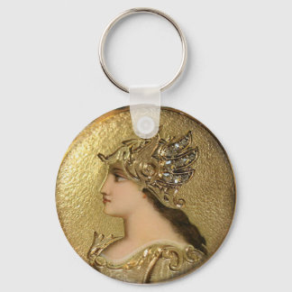 LLAVERO RETRATO DE ATENA CON HELMET Y GRIFFINES DE ORO