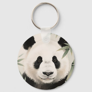 Llavero Retrato de bambú de panda gigante