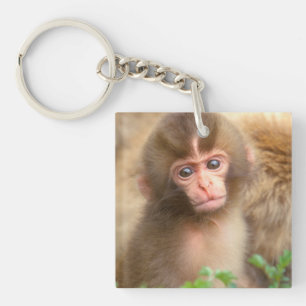 Llavero Retrato de bebé mono de nieve