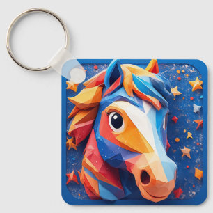 Llavero Retrato de caballo de dibujos animados encantador