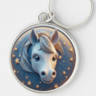 Llavero Retrato de caballo de dibujos animados encantador