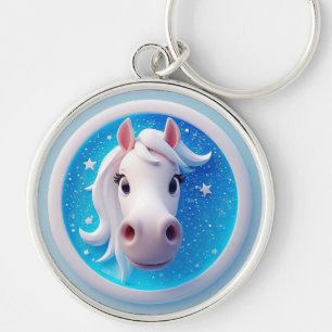 Llavero Retrato de caballo de dibujos animados encantador