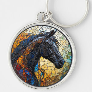 Llavero Retrato de caballo elegante en vidrio emplomado