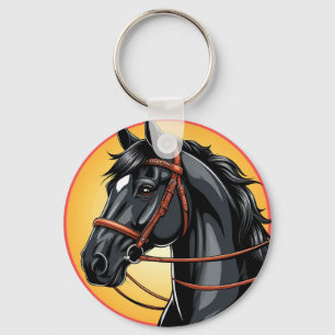 Llavero Retrato de caballo negro elegante