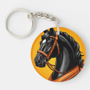 Llavero Retrato de caballo negro elegante
