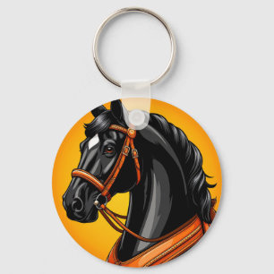 Llavero Retrato de caballo negro elegante