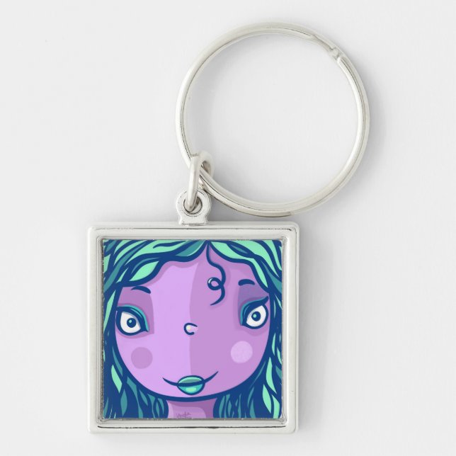 Llavero Retrato de caracteres Chica púrpura (Frente)