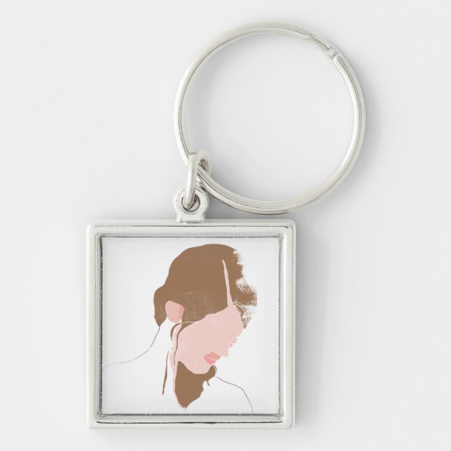 Llavero Retrato de contorno moderno (Frente)