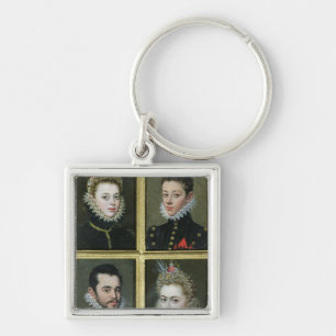 Llavero Retrato de dos hombres y de dos mujeres