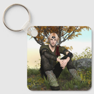 Llavero Retrato de fantasía del príncipe del bosque mediev