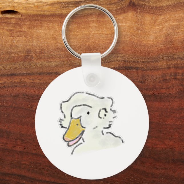 Llavero Retrato de ganso blanco con pico amarillo (Anverso)