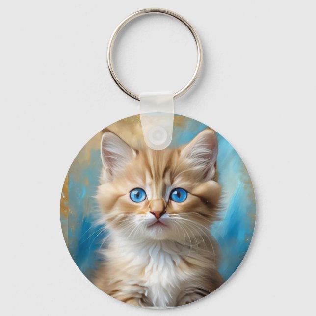 Llavero Retrato de gato adorable (Anverso)