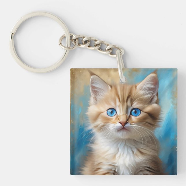 Llavero Retrato de gato adorable (Frente)
