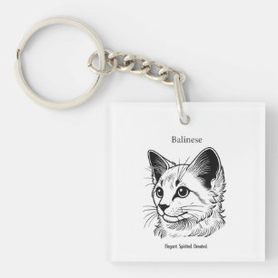 Llavero Retrato de gato balinés