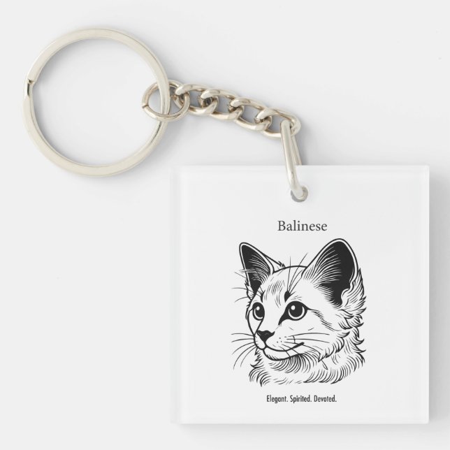 Llavero Retrato de gato balinés (Frente)