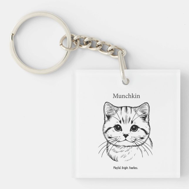 Llavero Retrato de gato Munchkin (Frente)