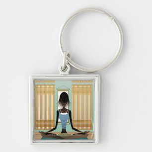 Llavero Retrato de la mujer joven que hace yoga
