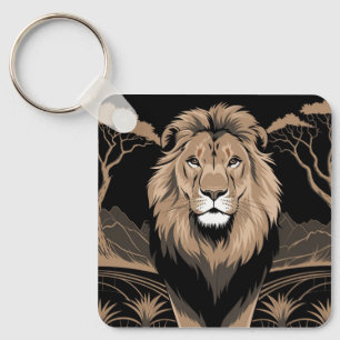 Llavero Retrato de león vintage