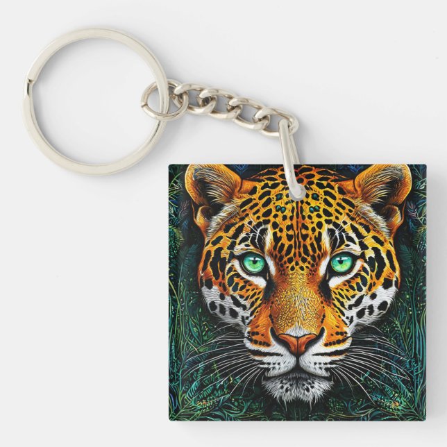 Llavero retrato de leopardo (Frente)