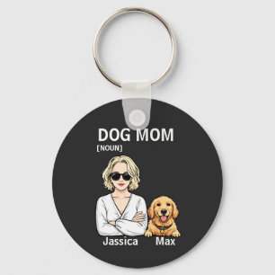 Llavero Retrato de Mamá Perruna con Arte de Golden Retriev