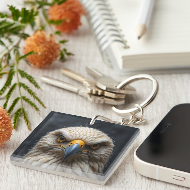 Llavero Retrato De Pájaro Sentido (Frente Derecha)