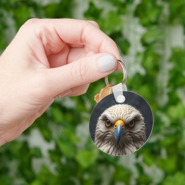 Llavero Retrato De Pájaro Sentido (Mano)