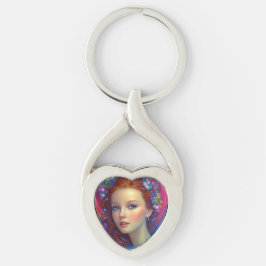 Llavero Retrato de pelo arcoiris encantado