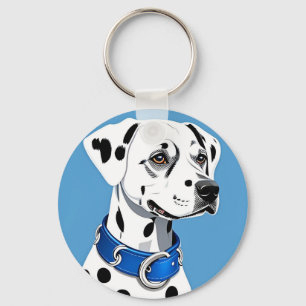 Llavero Retrato de perro dálmata con collar azul