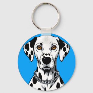 Llavero Retrato de perro dálmata con fondo vibrante