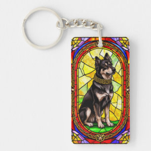 Llavero Retrato de perro de vidrio emplomado artístico