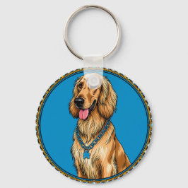 Llavero Retrato de perro en marco ornamentado