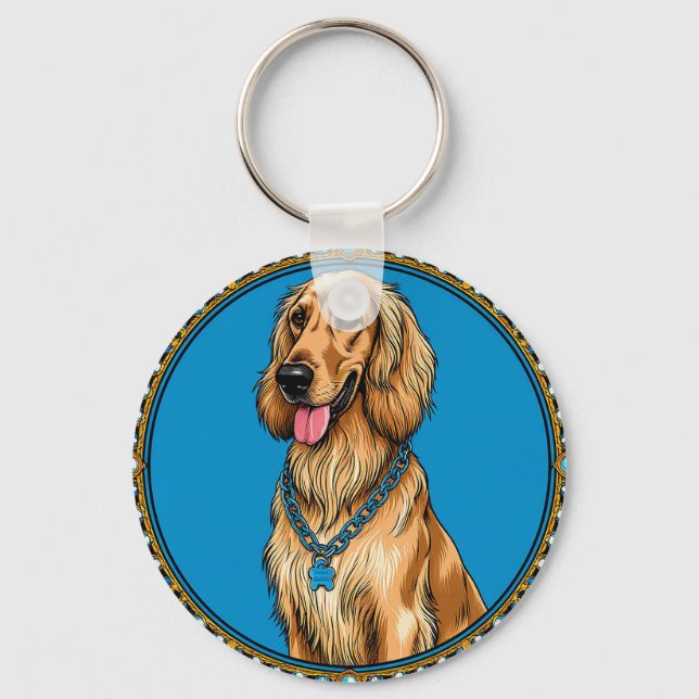 Llavero Retrato de perro en marco ornamentado (Anverso)