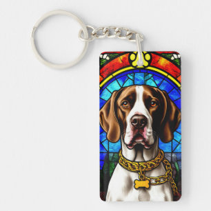 Llavero Retrato de Perro en Vidrio Pintado