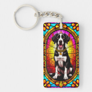 Llavero Retrato de perro en vidrio tintado artístico