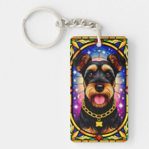 Llavero Retrato de perro en vidrio tintado vibrante