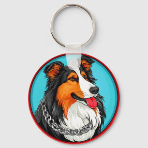 Llavero Retrato de Perro Estilo Artístico Ornamentado