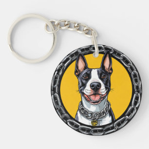 Llavero Retrato de perro lindo Bull Terrier para amantes d