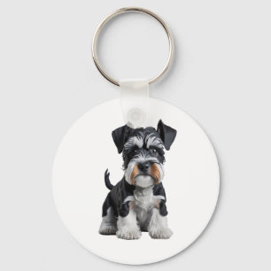 Llavero Retrato de picapia Schnauzer en miniatura de alta 
