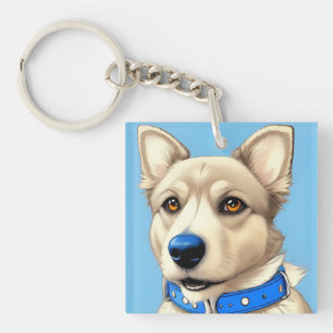 Llavero Retrato de primer plano de un perro que lleva un c