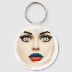 Llavero Retrato de rostro con bandera croata – Ojos y labi