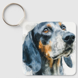 Llavero retrato de sabueso coon de garrapata azul