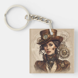 Llavero Retrato de Steampunk de una mujer en Victoria