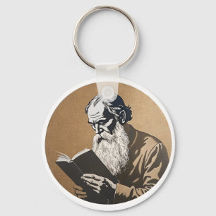 Llavero Retrato de Tolstoy de Leo - Ilustracion de oro