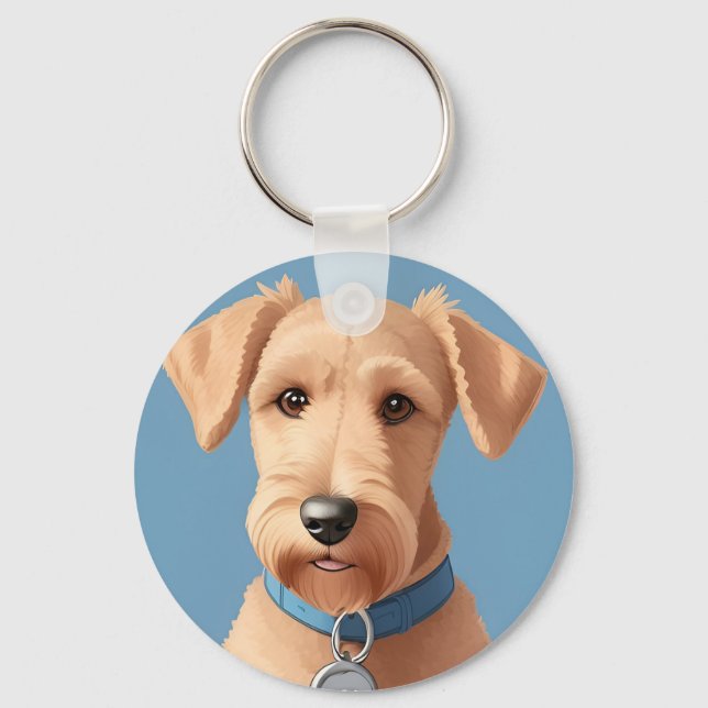 Llavero Retrato de un perro lindo que lleva un collar azul (Anverso)