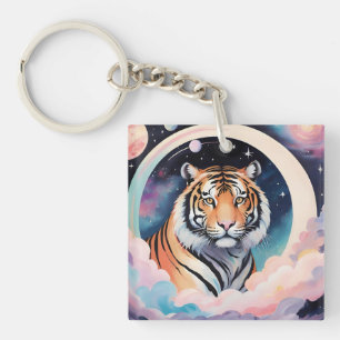 Llavero Retrato de un tigre en el espacio