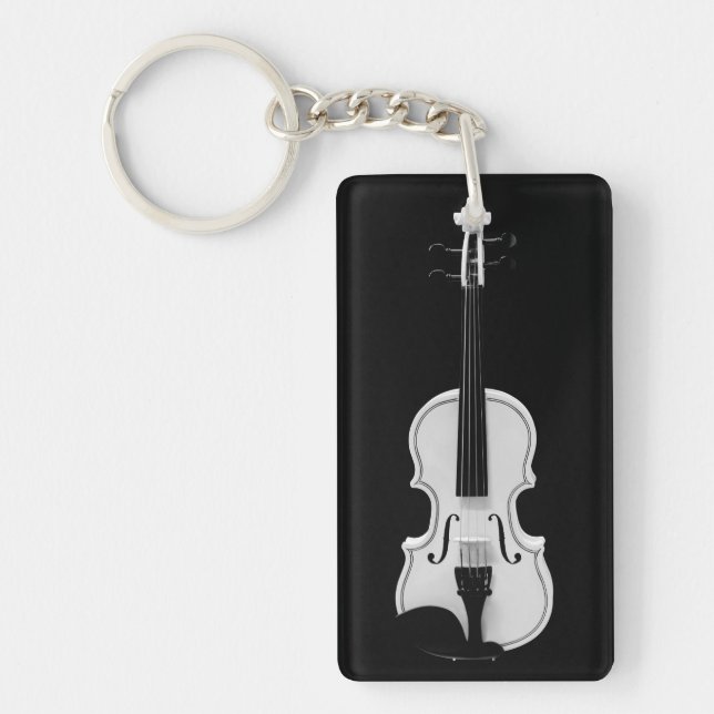Llavero Retrato de violín - Fotografía en blanco y negro (Frente)