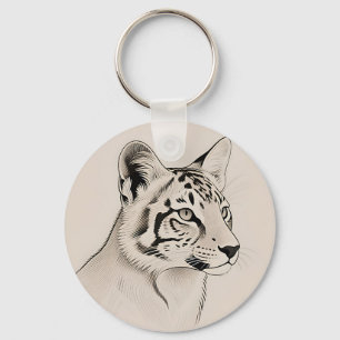 Llavero Retrato detallado de lince en línea de arte