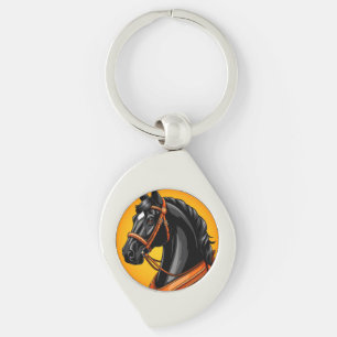 Llavero Retrato elegante de caballo negro